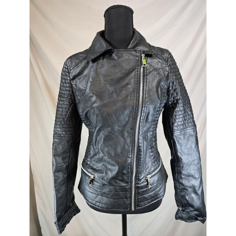 Love Token Womens Faux Leather Motorcycle Style Jacket, Very Unique, Size S